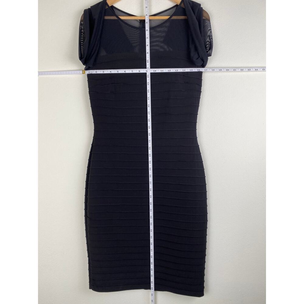 Adrianna Papell Illusion Mesh Midi Dress Black Long Sleeve Size 8 - Picture 13 of 13